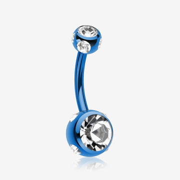 Colorline Aurora Gem Ball Steel Belly Button Ring-Blue/Clear